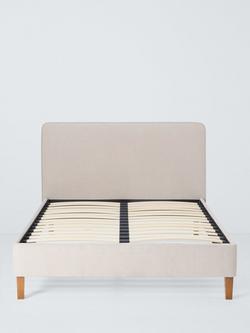 John Lewis Clyde Upholstered Bed Frame, Double - view 2, Brushed Weave Beige