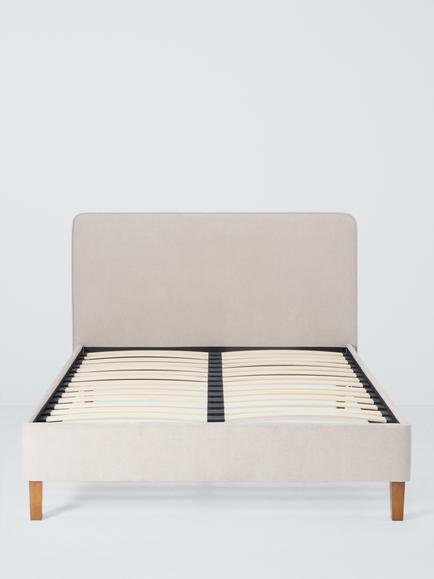 John Lewis Clyde Upholstered Bed Frame, Double - view 2, Brushed Weave Beige