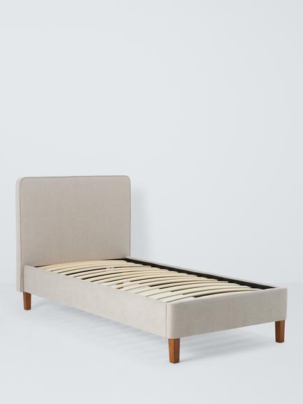 John Lewis Clyde Upholstered Bed Frame, Single, Brushed Weave Beige