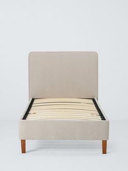 John Lewis Clyde Upholstered Bed Frame, Single - view 2, Brushed Weave Beige