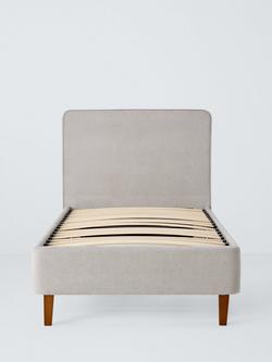John Lewis Clyde Upholstered Bed Frame, Single - view 2, Brushed Weave Grey