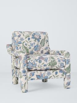 John Lewis x Sanderson Barley Mow Newnham Courtney Accent Chair, Indigo / Olive, Indigo / Olive