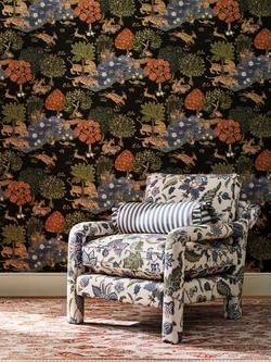 John Lewis x Sanderson Barley Mow Newnham Courtney Accent Chair, Indigo / Olive - view 2, Indigo / Olive