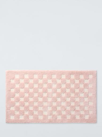 John Lewis Textured Checkerboard Bath Mat, Plaster