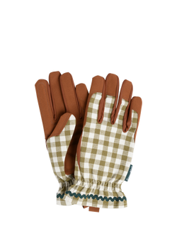 Burgon & Ball Gingham Gardening Gloves, Olive, Olive