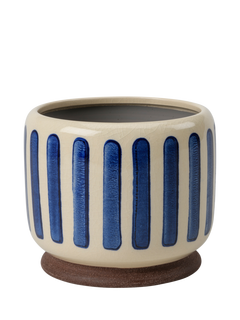 Burgon & Ball Striped Stoneware Indoor Plant Pot, Blue