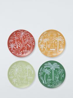 John Lewis Palm House Recycled Plastic Picnic Dinner Plate, Set of 4, 25cm, Multi, Multi