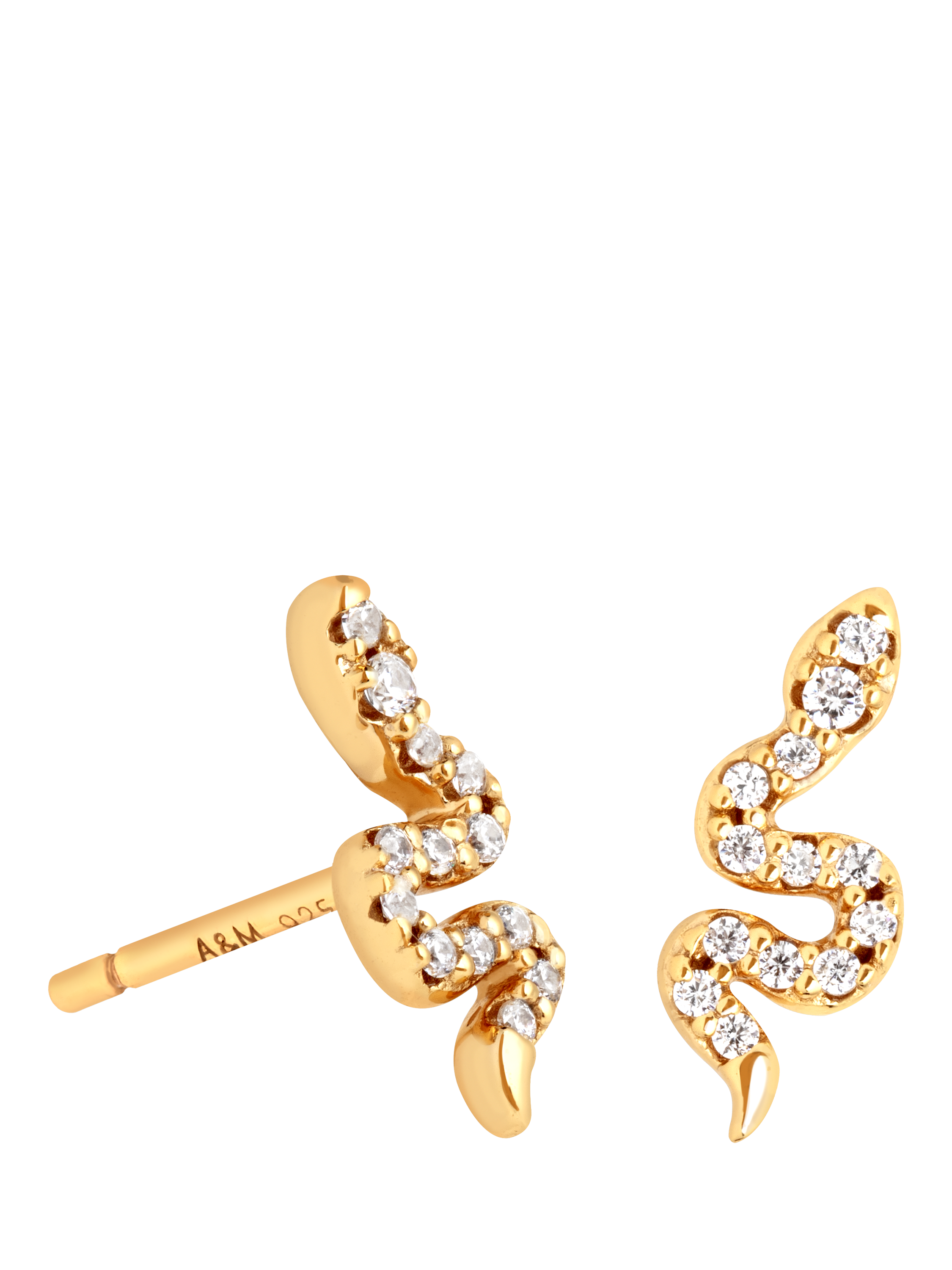 Astrid & Miyu Snake Crystal Stud Earrings, Gold