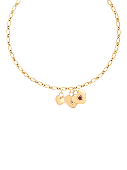 Astrid & Miyu Duo Heart Talisman Charm Necklace, Gold, Yellow Gold