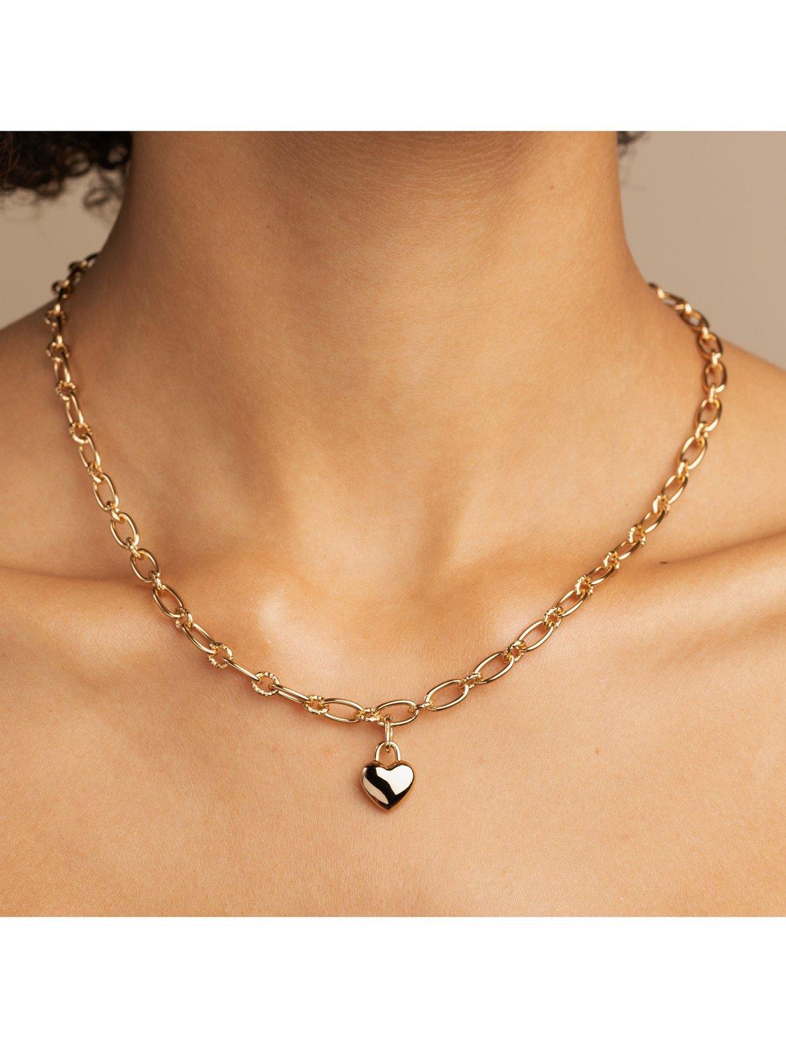 Product image 3 of 5, which shows Astrid & Miyu Duo Heart Talisman Charm Necklace, Gold