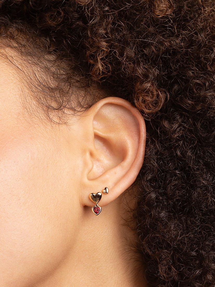 Product image 2 of 2, which shows Astrid & Miyu Gemstone Heart Drop Stud Earrings, Yellow Gold