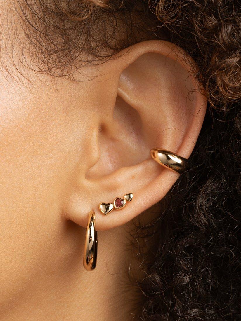Product image 2 of 2, which shows Astrid & Miyu Gemstone Heart Climber Stud Earrings, Yellow Gold