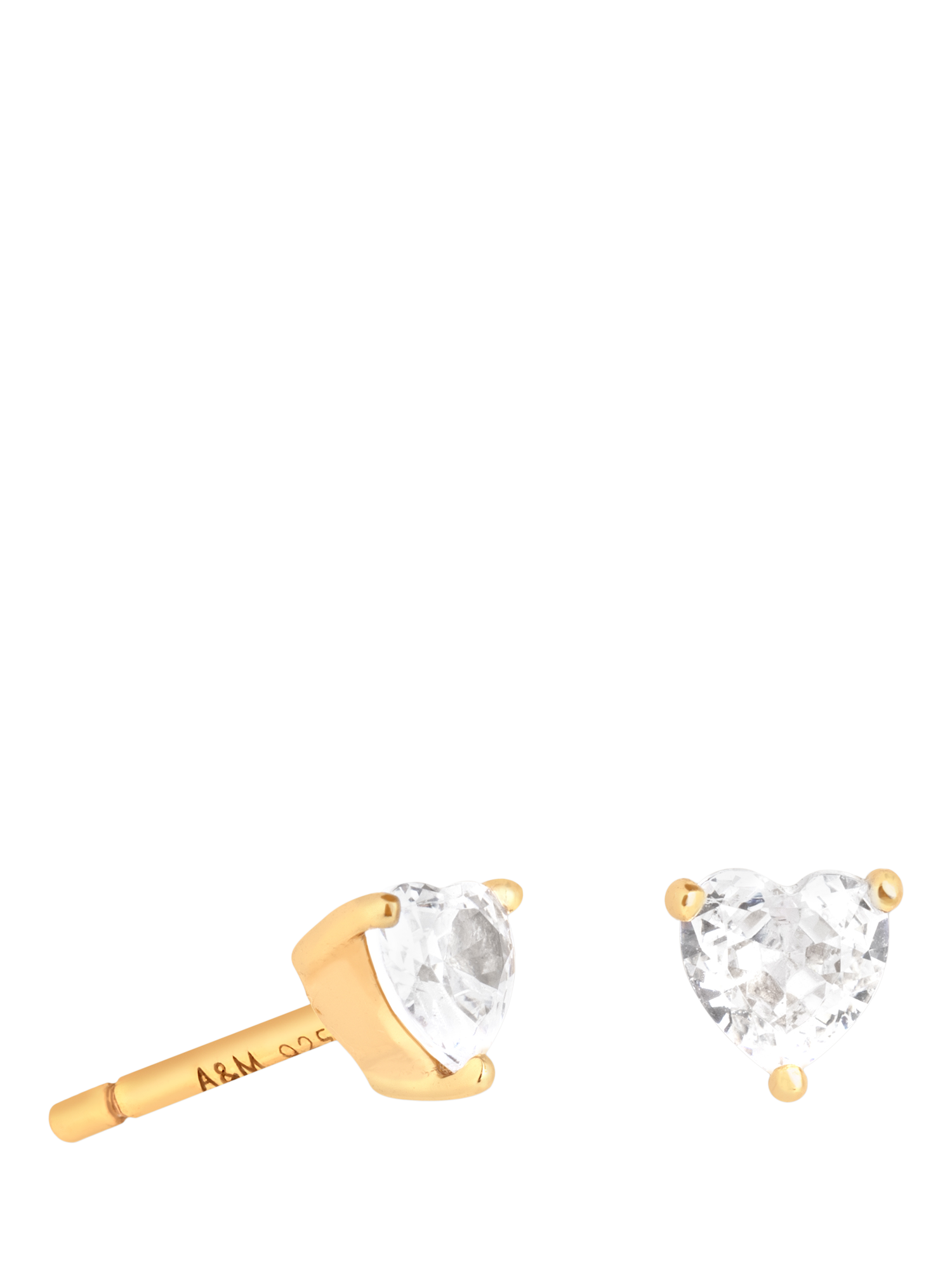 Product image 1 of 2, which shows Astrid & Miyu Heart Crystal Stud Earrings, Yellow Gold