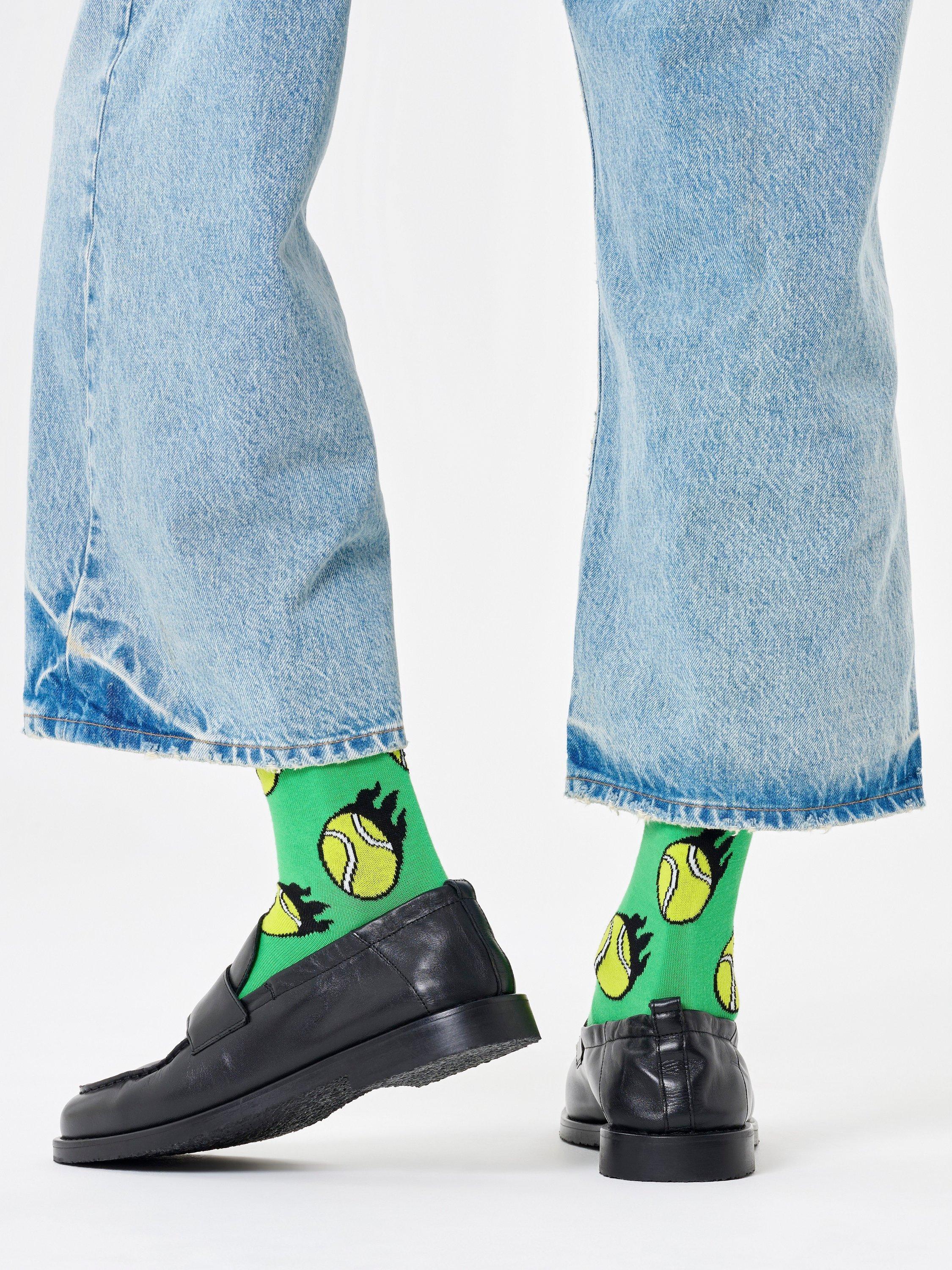 Product image 2 of 2, which shows Happy Socks Tennis Ball Socks, One Size, Green
