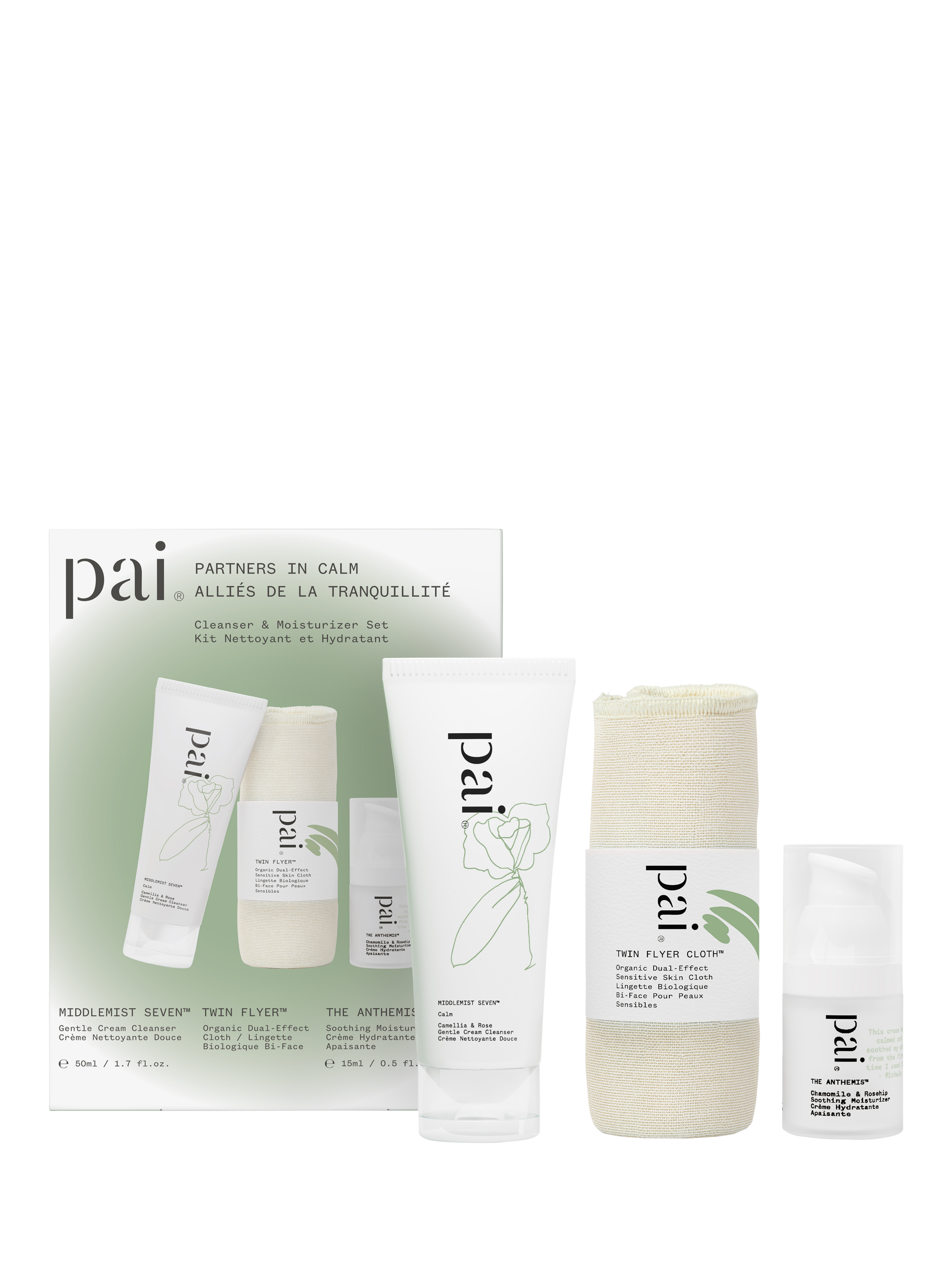 Product image 1 of 6, which shows Pai Partners in Calm Cleanser & Moisturiser Skincare Gift Set