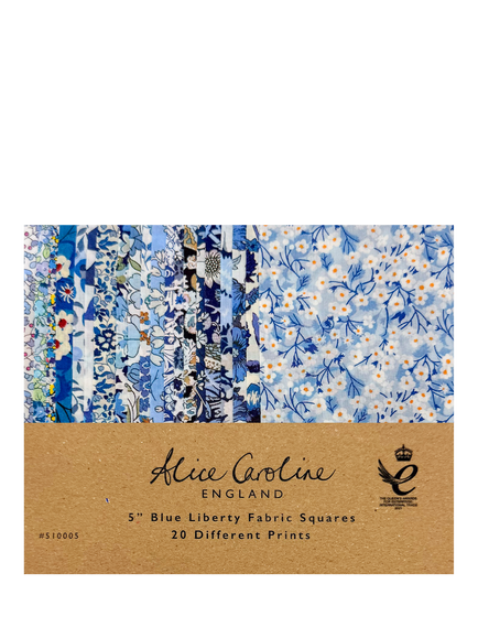 Alice Caroline Liberty Fabric Tana Lawn® Charm Squares, Blue, Pack of 20, Multi