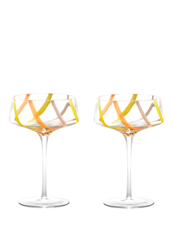 Anton Studio Designs Rio Striped Coupe Cocktail Glass, Set of 2, 300ml, Citrus, Citrus