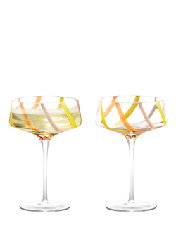 Anton Studio Designs Rio Striped Coupe Cocktail Glass, Set of 2, 300ml, Citrus - view 2, Citrus