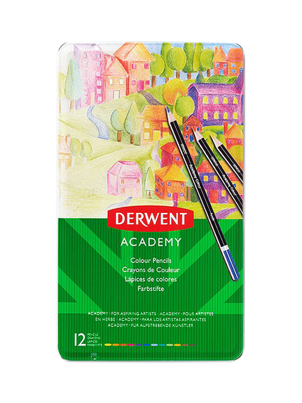 Derwent Academy Colour Pencils Tin, Set of 12, Multi