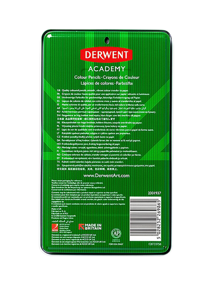 Derwent Academy Colour Pencils Tin, Set of 12 - view 2, Multi