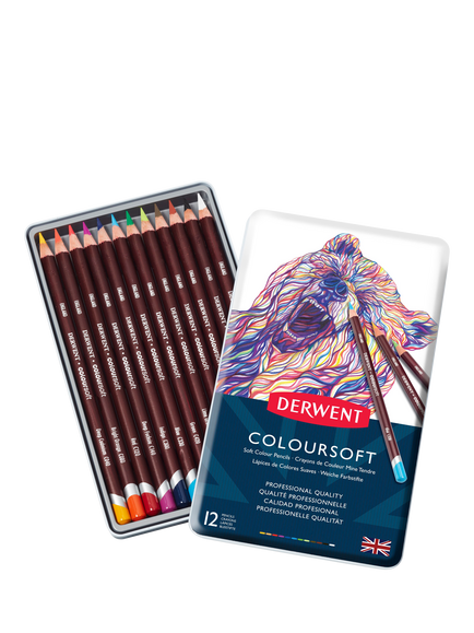 Derwent Coloursoft Pencils Tin, Set of 12 - view 2, Multi