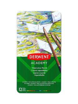 Derwent Academy Watercolour Pencils Tin, Set of 12, Multi