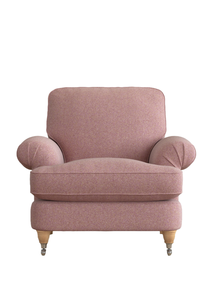 Beaumaris Range, Laura Ashley Beaumaris Armchair, Oak Leg, Anneliese Grape Purple