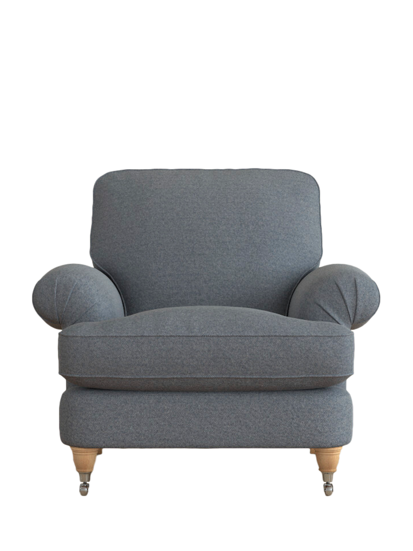 Beaumaris Range, Laura Ashley Beaumaris Armchair, Oak Leg, Anneliese Midnight Blue
