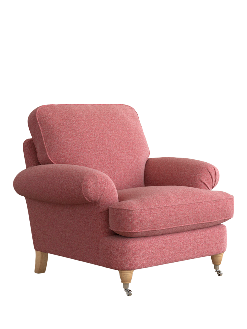 Beaumaris Range, Laura Ashley Beaumaris Armchair, Oak Leg, Anneliese Rosewood Red