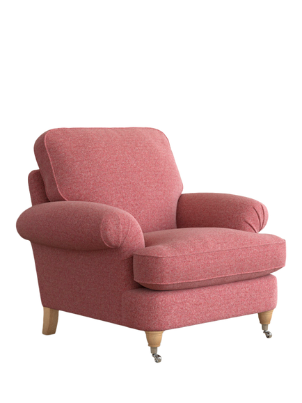 Laura Ashley Beaumaris Armchair, Oak Leg, Anneliese Rosewood Red