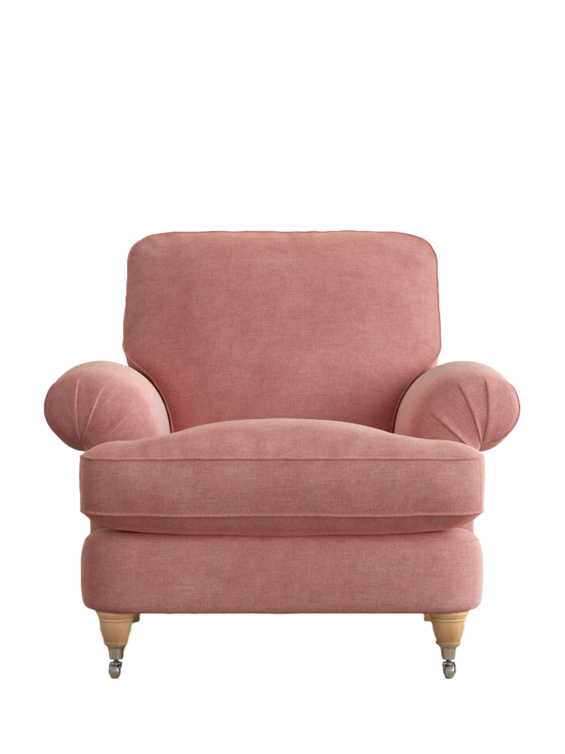 Beaumaris Range, Laura Ashley Beaumaris Armchair, Oak Leg, Bainton Old Rose Pink