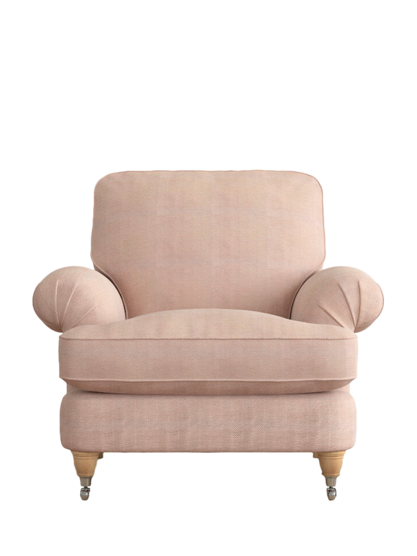 Beaumaris Range, Laura Ashley Beaumaris Armchair, Oak Leg, Edwin Blush Pink