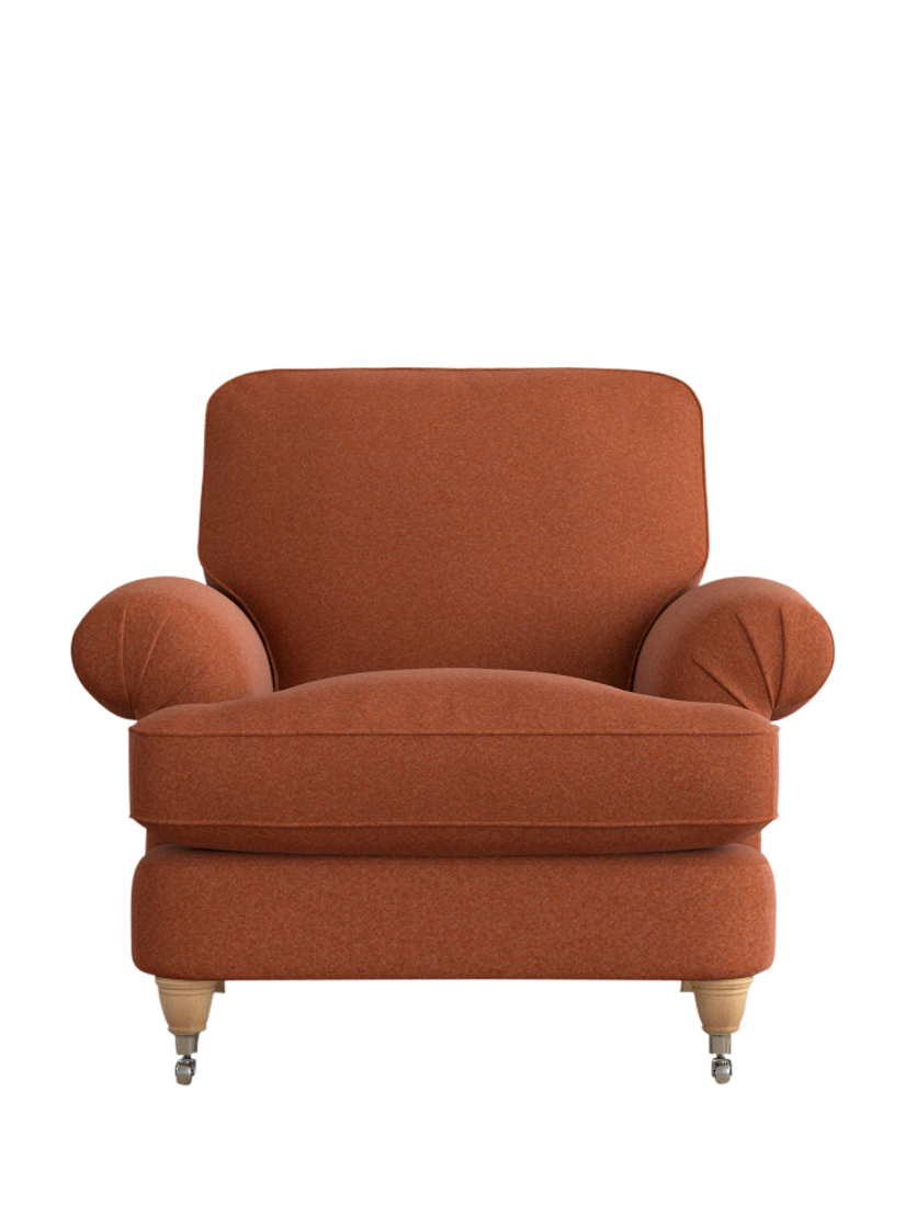 Beaumaris Range, Laura Ashley Beaumaris Armchair, Oak Leg, Harley Terracotta Orange