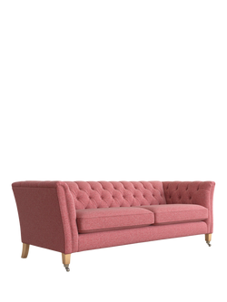 Laura Ashley Chatsworth Grand 4 Seater Sofa, Oak Leg, Anneliese Rosewood Red