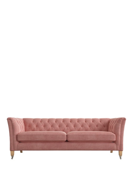 Laura Ashley Chatsworth Grand 4 Seater Sofa, Oak Leg, Bainton Old Rose Pnk