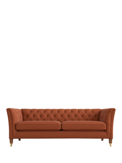 Laura Ashley Chatsworth Grand 4 Seater Sofa, Teak Leg, Harley Terracotta Orange