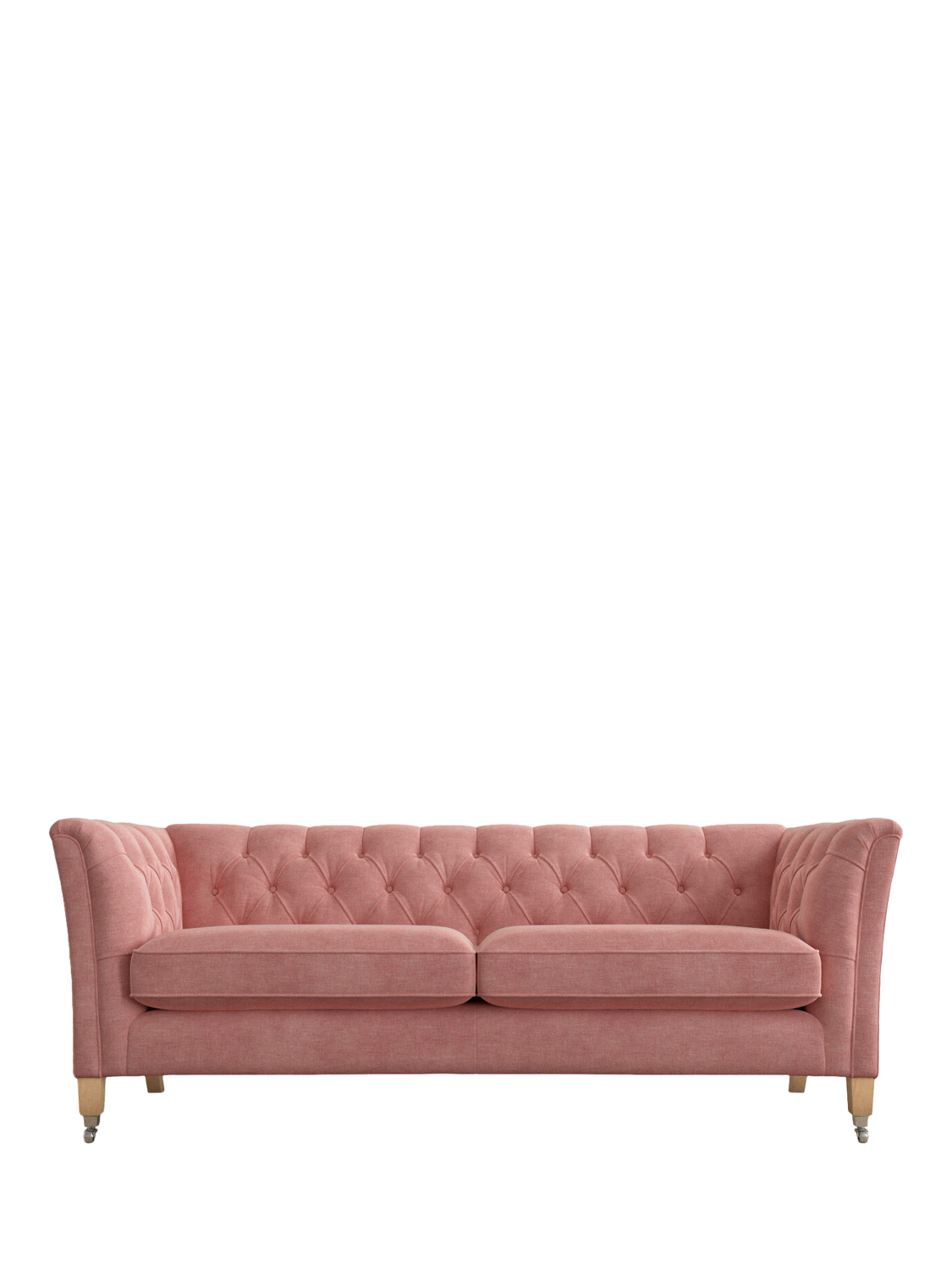 Chatsworth Range, Laura Ashley Chatsworth Large 3 Seater Sofa, Oak Leg, Bainton Old Rose Pink