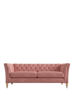 Laura Ashley Chatsworth Large 3 Seater Sofa, Oak Leg, Bainton Old Rose Pnk