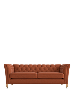 Laura Ashley Chatsworth Large 3 Seater Sofa, Oak Leg, Harley Terracotta Orange
