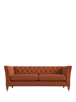 Laura Ashley Chatsworth Large 3 Seater Sofa, Teak Leg, Harley Terracotta Orange