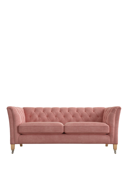 Laura Ashley Chatsworth Medium 2 Seater Sofa, Oak Leg, Bainton Old Rose Pnk
