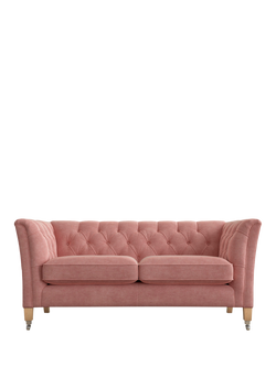 Laura Ashley Chatsworth Small 2 Seater Sofa, Oak Leg, Bainton Old Rose Pnk