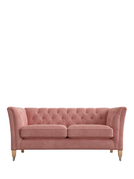 Laura Ashley Chatsworth Small 2 Seater Sofa, Oak Leg, Bainton Old Rose Pnk