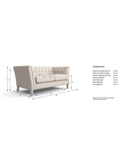 Laura Ashley Chatsworth Small 2 Seater Sofa, Teak Leg - view 2, Anneliese Natural