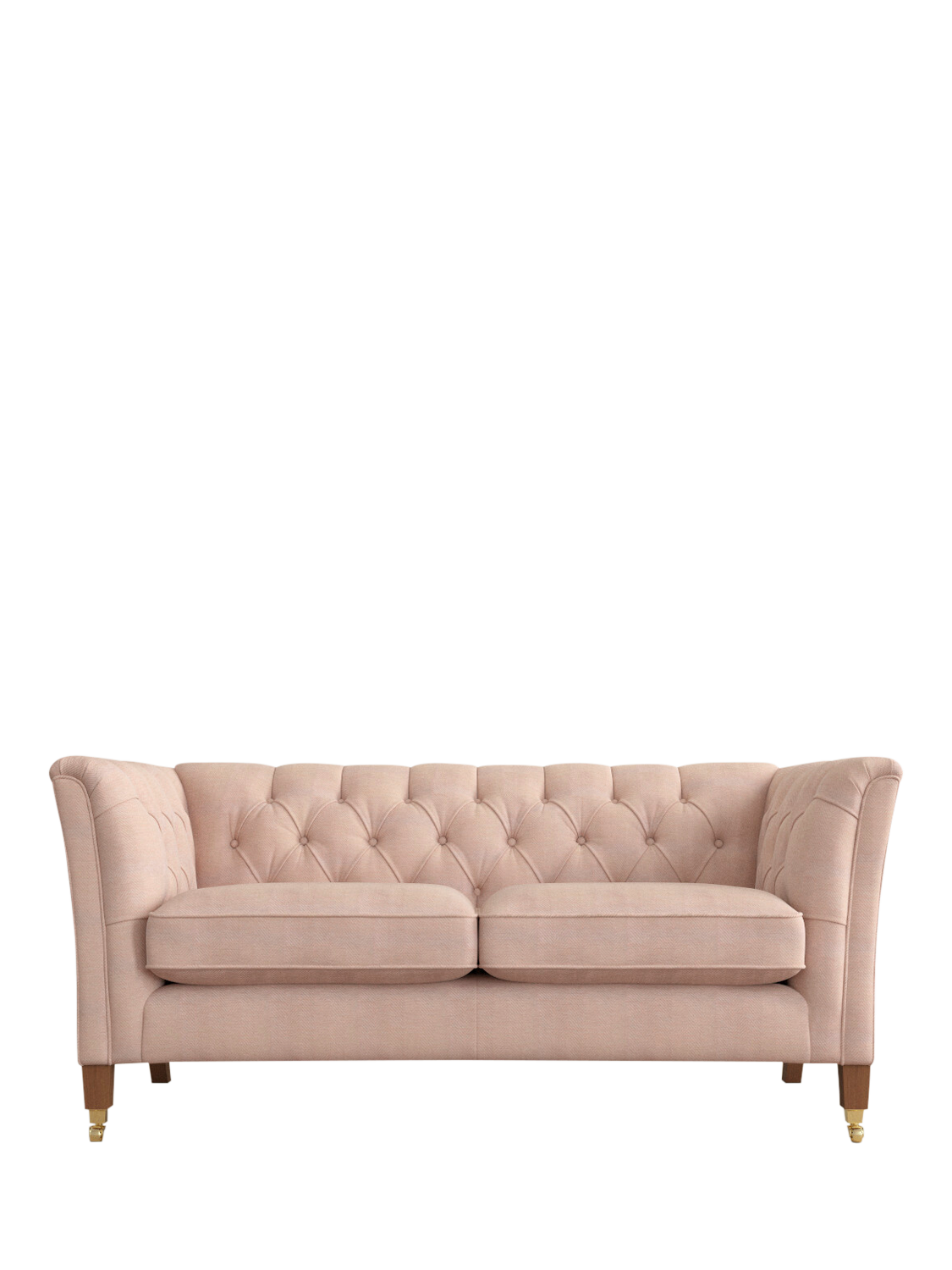 Chatsworth Range, Laura Ashley Chatsworth Small 2 Seater Sofa, Teak Leg, Edwin Blush Pink