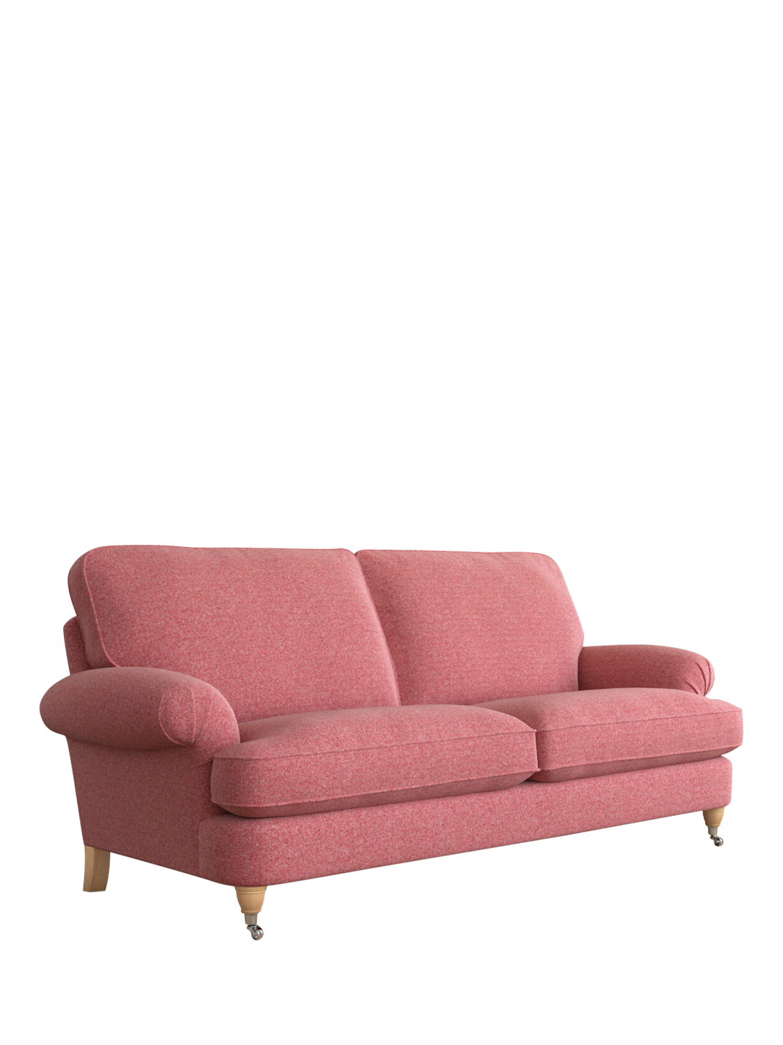 Beaumaris Range, Laura Ashley Beaumaris Large 3 Seater Sofa, Oak Leg, Anneliese Rosewood Red