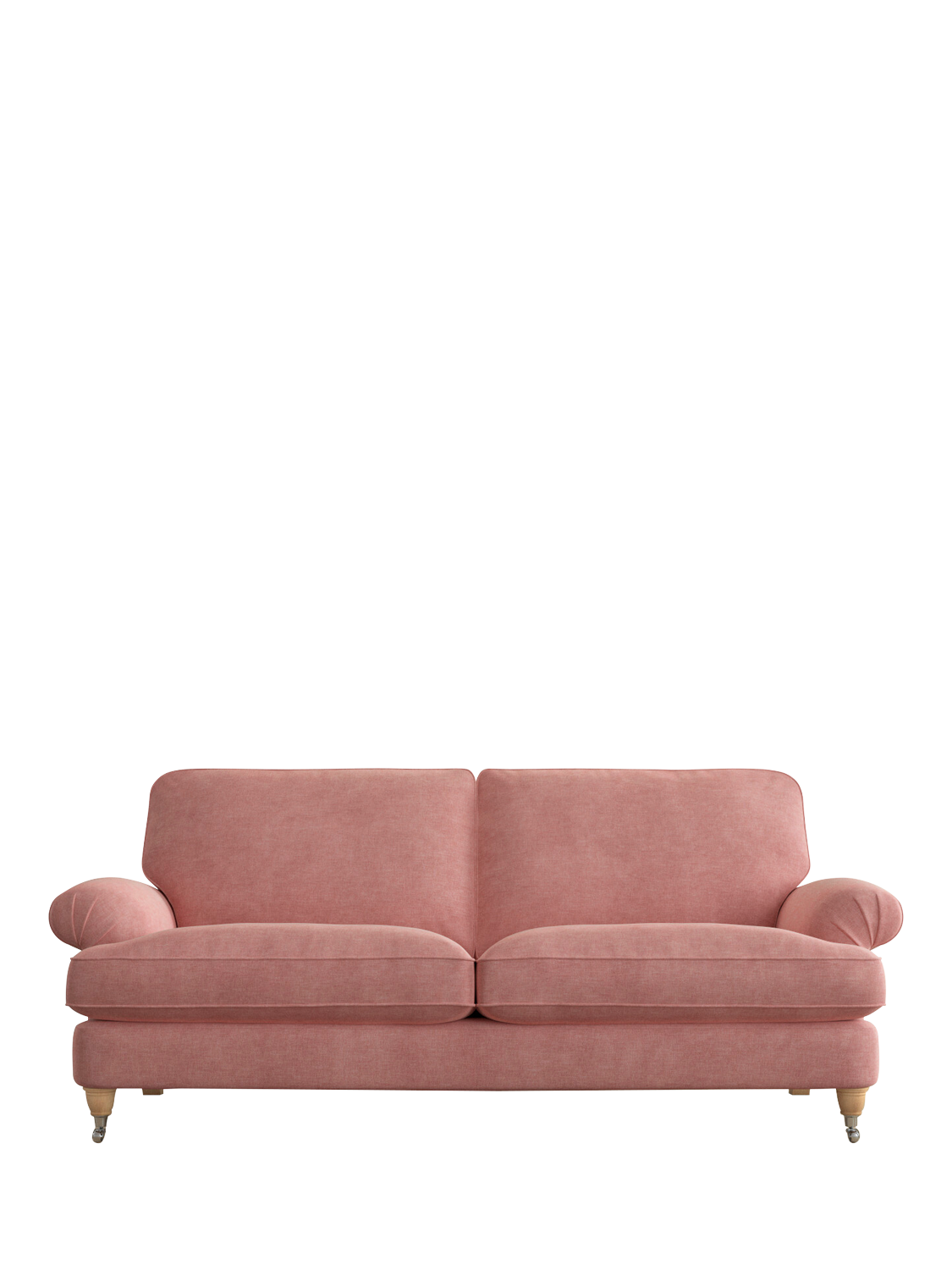 Beaumaris Range, Laura Ashley Beaumaris Large 3 Seater Sofa, Oak Leg, Bainton Old Rose Pink