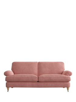 Laura Ashley Beaumaris Large 3 Seater Sofa, Oak Leg, Bainton Old Rose Pnk