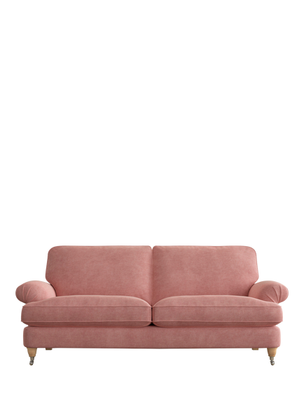 Laura Ashley Beaumaris Large 3 Seater Sofa, Oak Leg, Bainton Old Rose Pnk
