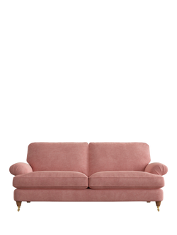 Laura Ashley Beaumaris Large 3 Seater Sofa, Teak Leg, Bainton Old Rose Pnk
